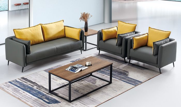Sofa Couch Polster Wohnlandschaft Leder Sofas Garnitur sofas Büro Stil Möbel