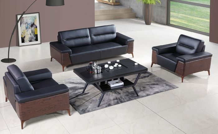 Design Sofagarnitur 3+1+1 Sitzer Leder Couch Polster Sofas Büroeinrichtung Neu