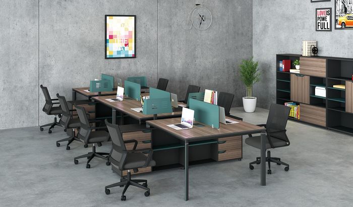 Büro Möbel Einrichtung Ausstattung Tisch Callcenter 2 Arbeitsplätze Schreibtisch