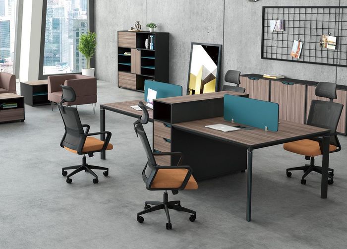 schreibtisch workstation tisch 4 arbeitsplätze counter holz tische büro möbel