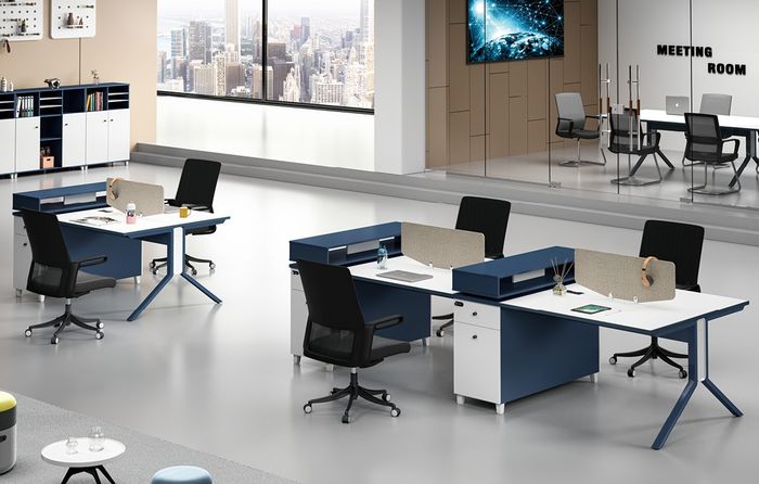 Tisch Büro Möbel Einrichtung Tische Callcenter Holz 4 Arbeitsplätze Schreibtisch