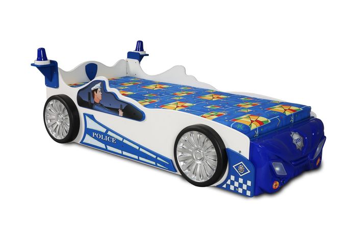 Schlafzimmer Kinderbett Betten Kinder Zimmer Polizei Auto Kindermöbel + Matratze