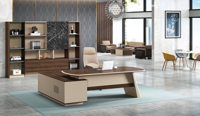 Büroeinrichtung Schreibtisch Tische Chef Tisch + Aktenschrank Regal 2tlg. Set