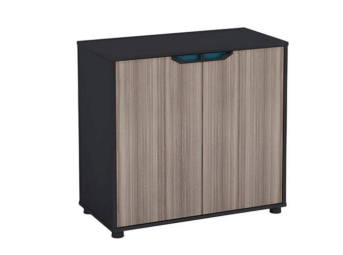 Sideboard Kompakt Holzoptik Braun Schwarz Türen Modern Schrank Stauraum Büro