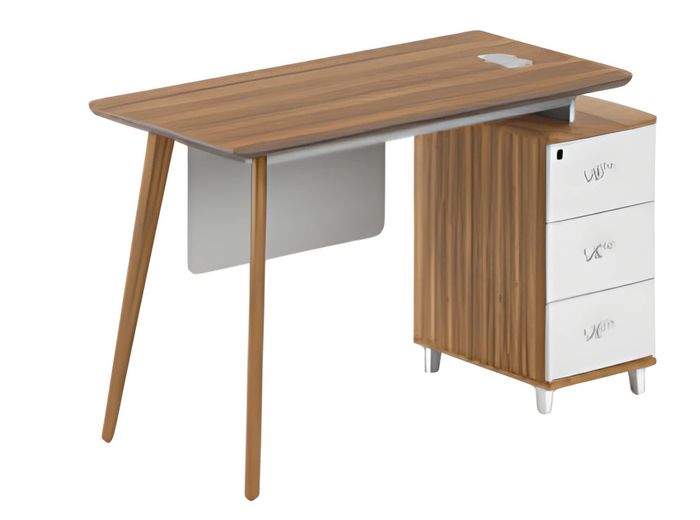 Moderner Schreibtisch aus Holz mit Stauraum und eleganten weißen Schubladen