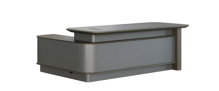 Schreibtisch Chefzimmer Modern Grau Design Stauraum Kabeldurchführung Stil