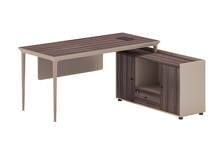 Bürotisch Winkelschreibtisch Modern Holzoptik Braun Beige Stauraum Organizer