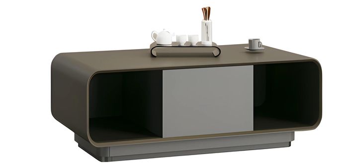 Couchtisch Wohnzimmertisch Modern Schwarz Grau Design Stauraum Ablage Minimal