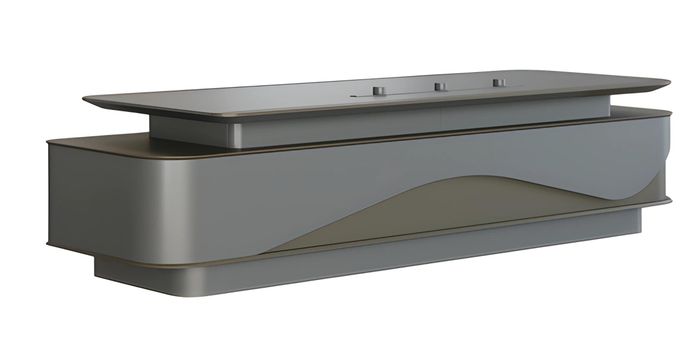 Schreibtisch Chefzimmer Modern Grau Schwarz Stauraum Kabelmanagement Luxus