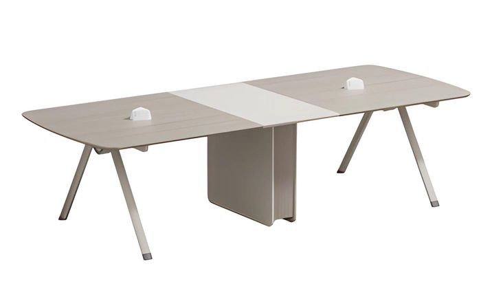 Modularer Konferenztisch Beige mit integrierter Steckdose und Modernem Design