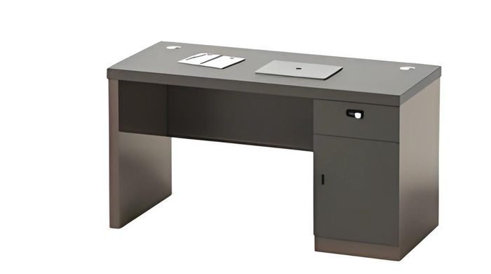 Schreibtisch Arbeitsplatz Schwarz Modern Look Stauraum Schloss Kabelkanäle