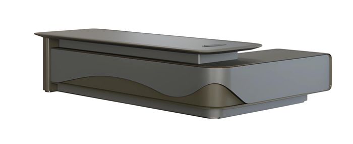 Schreibtisch Chefzimmer Modern Grau Schwarz Design Stauraum Wellenoptik Luxus
