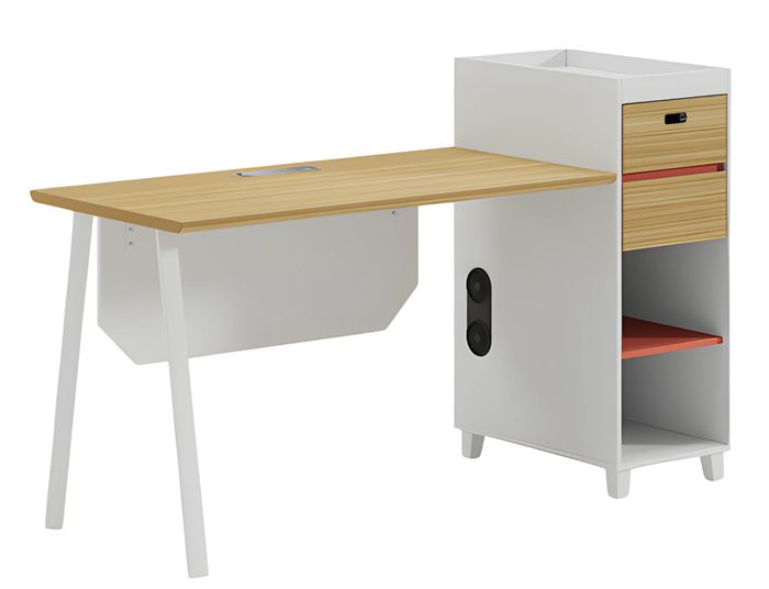 Schreibtisch Holzoptik mit Stauraum und Regalfächern Modernes Büromöbel Design
