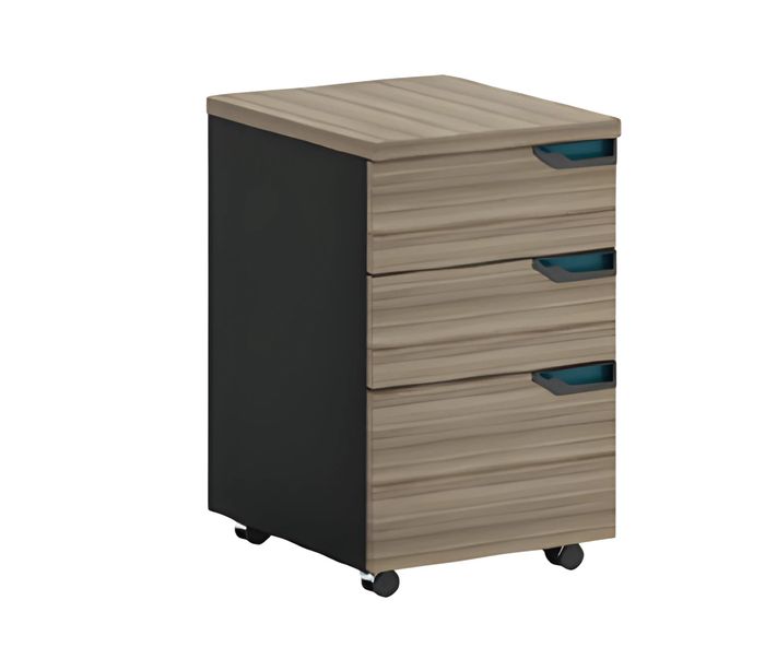 Kommode Rollcontainer Holzoptik Braun Schwarz Mit 3 Schubladen Büro Möbel