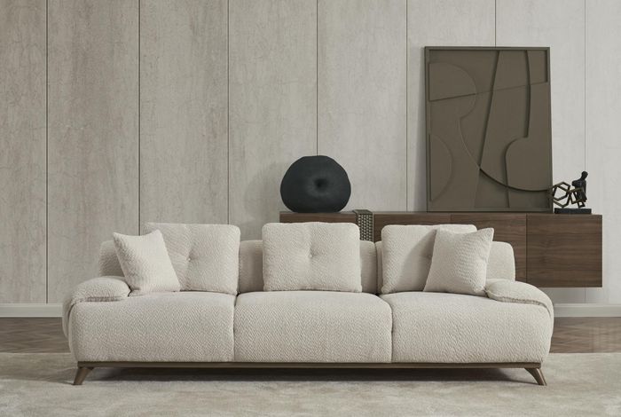 Luxuriöse Wohnzimmer Polstergarnitur Designer Dreisitzer Anrichte 2tlg