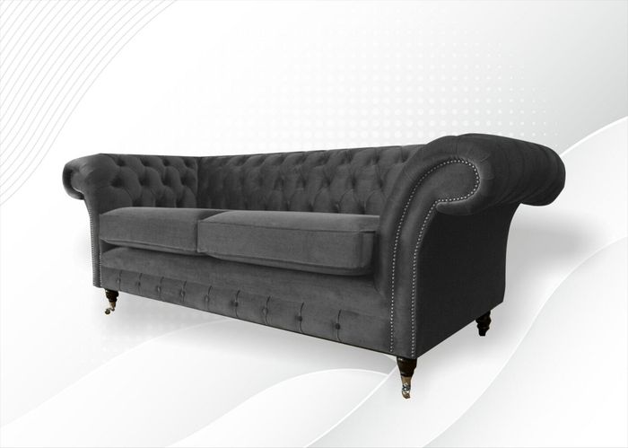 Chesterfield 3Sitzer Graue xxl bix Sofas Möbel Neu Wohnzimmer Modern Design Sofa