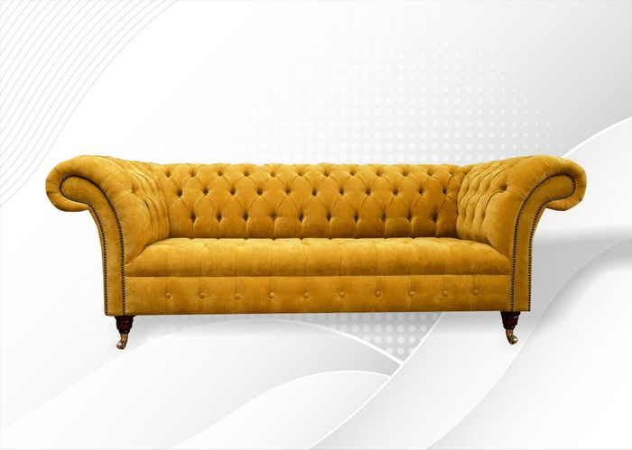 Chesterfield 3 Sitzer Gelb Stoff Design Couchen Polster Sofas Neu big Textil neu