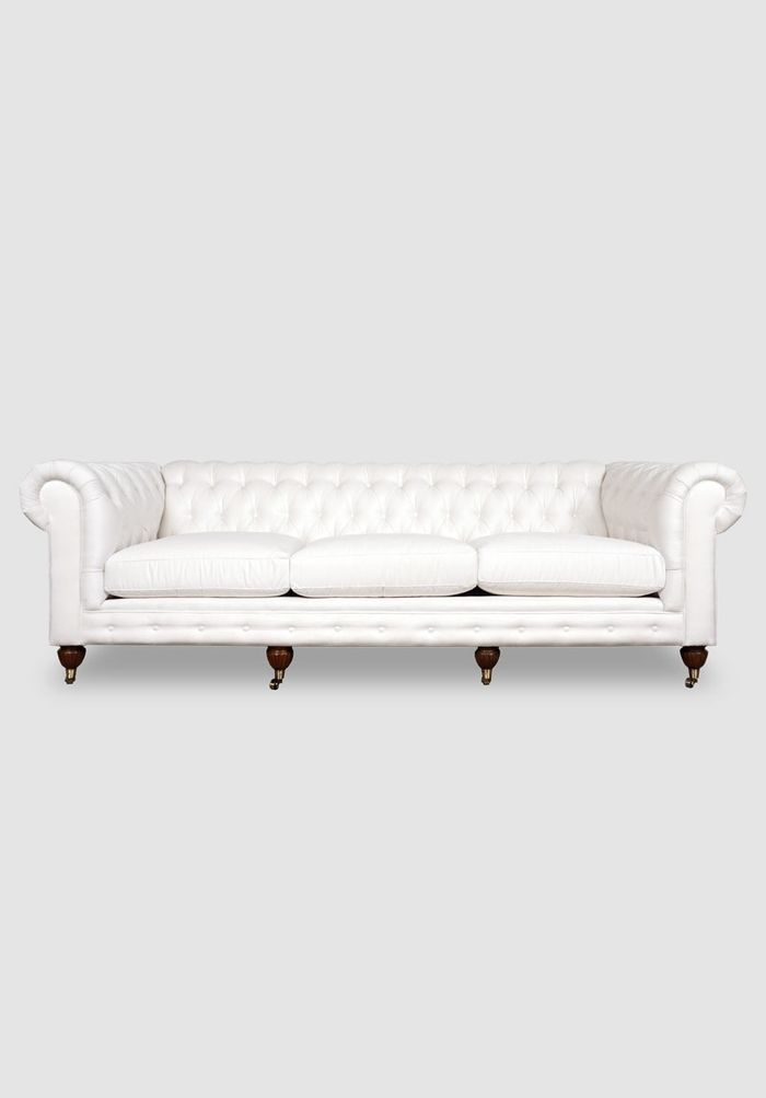 XXL Sofa 4 Sitzer Couch Chesterfield Polster Sitz Garnitur Leder Weiß Textil
