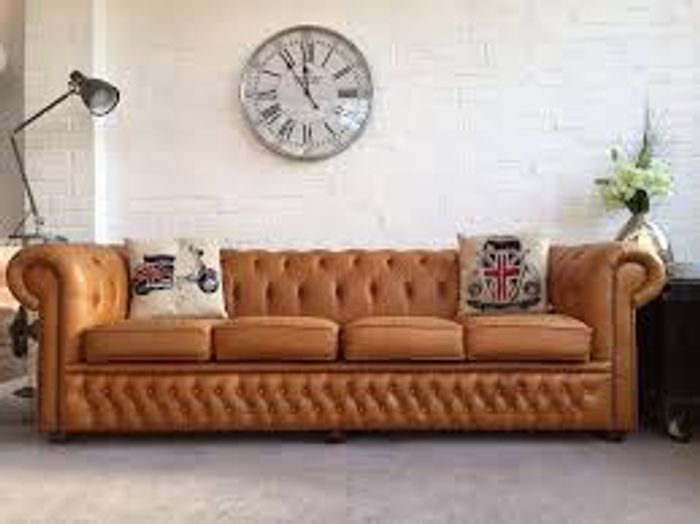 XXL Big Sofa Couch Chesterfield 245cm Polster Sofas 4 Sitzer Leder Textil 1987