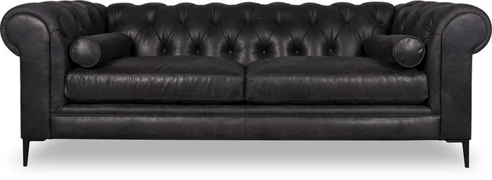 Designer Chesterfield Couch Leder Couchen Polster Ledersofa Sofa Schwarze Sofas