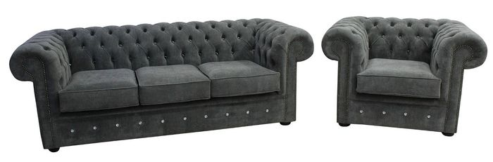 Chesterfield Couch Polster Sofas Klassischer Sofagarnitur Sofa 3 +1 Sitzer - 407