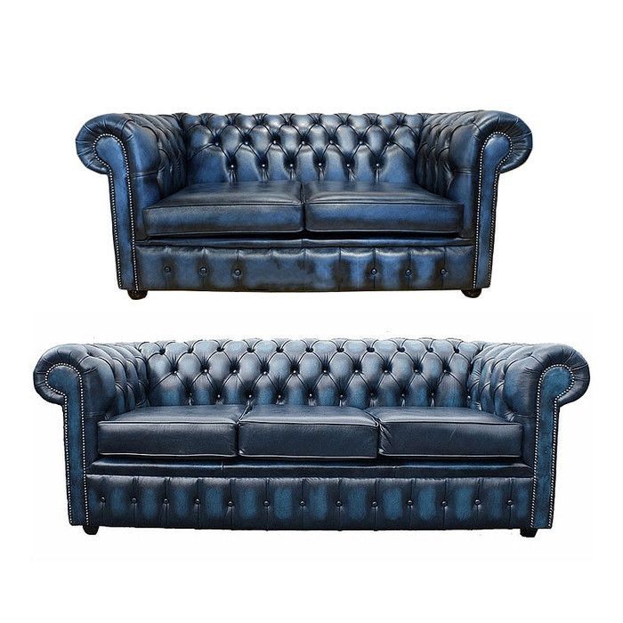 Chesterfield Design Luxus Polster Sofa Couch Sitz Garnitur Leder 3+2 Textil #75