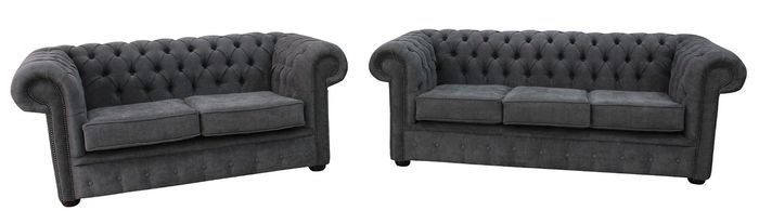 Chesterfield Couch Polster Sofas Sofa Couchen Leder Sofagarnitur 3+2 Neu #56
