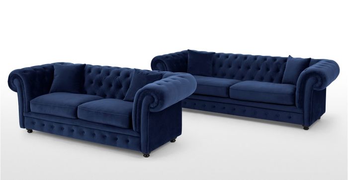 Designer Luxus Edle Chesterfield Couch Sofa Sofas Couchen Garnitur Stoff Polster