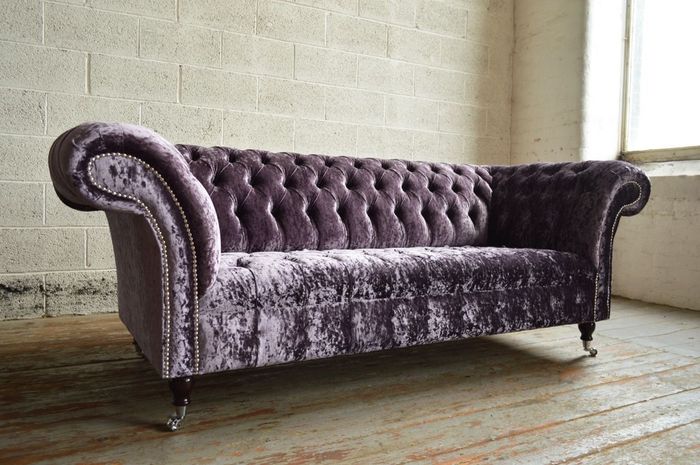 Chesterfield Design Luxus Polster Sofa Couch Sitz Garnitur Leder Textil Neu #175