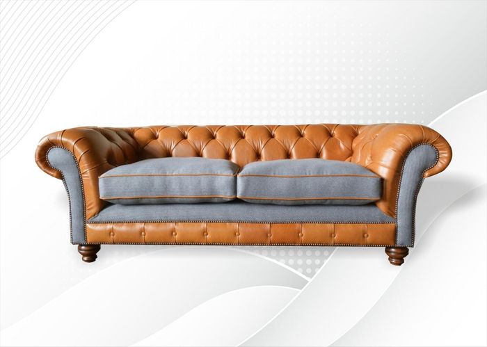 Chesterfield 3 Sitzer Braun Leder Wohnzimmer Design Couchen Sofa Sofas xxl big