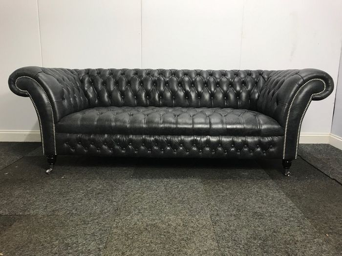 Chesterfield Vintage Echtleder Luxus Sofa Original Couch Sitz Polster 1011