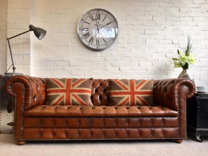 Chesterfield design luxus Sofa Polster couch garnitur Leder textil 3 Sitzer 105