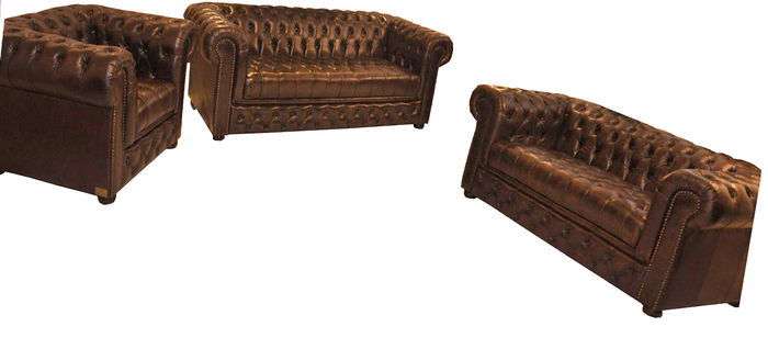 Ledersofa Sofagarnitur Chesterfield Polster Sitz Couch Klassische Garnitur Neu