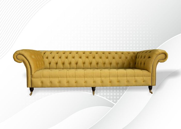 Chesterfield Sofa 4 sitzer Gelb Luxus Wohnzimmer Modern Design Couchen Möbel Neu
