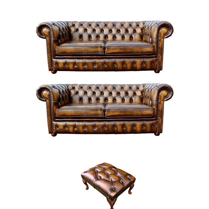 Sofagarnitur Chesterfield Polster Sofa Couch Set 2+2 Garnitur Leder Textil Stoff
