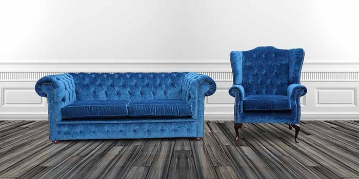 Sofagarnitur Chesterfield Polster Couch Sofa Textil Garnitur Ohrensessel #426