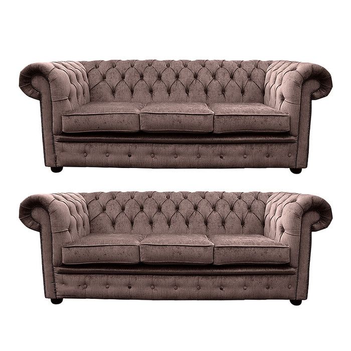 Chesterfield Couch Polster Sofas Klassischer Sofagarnitur Leder Set Original Neu