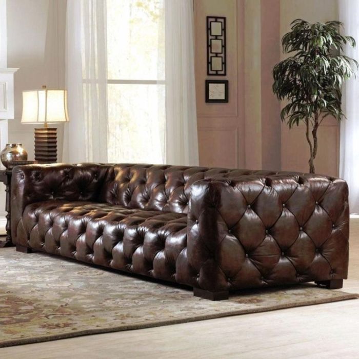 XXL Big Sofa Couch Chesterfield 245cm Polster Sofas 4 Sitzer Leder Textil #301