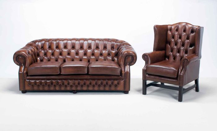 Sofagarnitur Chesterfield Sofa Set Ohrensessel Couch Polster Sitz Garnitur Neu