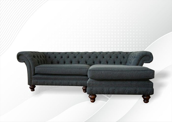 Ecksofa L Form Chesterfield Grau Textil Sofa Wohnzimmer Eckgarnitur Luxus Sofas