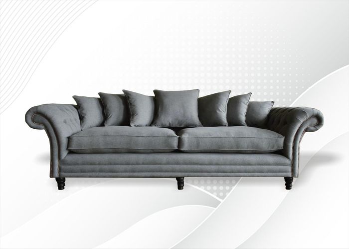 Chesterfield 4 Sitzer Grau Wohnzimmer Leder Neu Couchen Sofa Neu xxl big Möbel