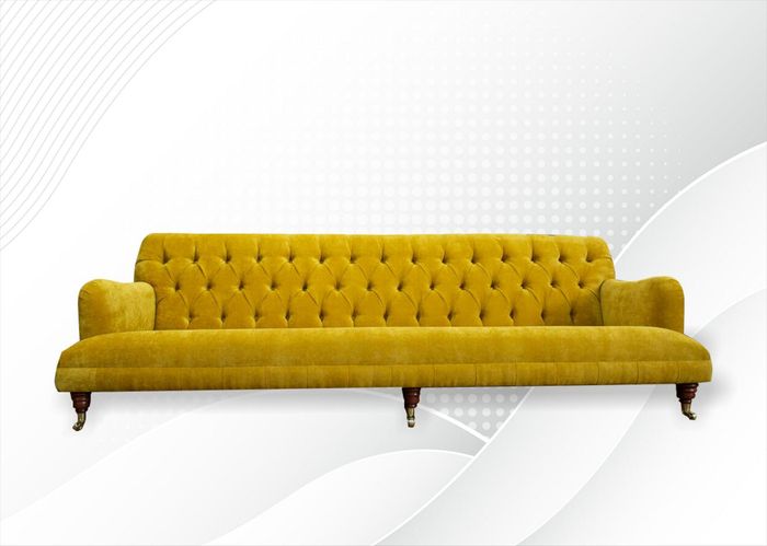 Chesterfield 4 Sitzer Wohnzimmer Modern Design Couchen Sofa Neu Möbel Stoff Gelb