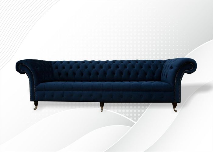Chesterfield 4 Sitzer Stoff Wohnzimmer Design Couchen Polster Sofa Sofas Textil