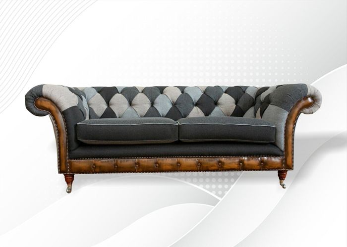 Chesterfield 3Sitzer Textil Design Couchen Polster Sofas Neu Kreative Wohnzimmer