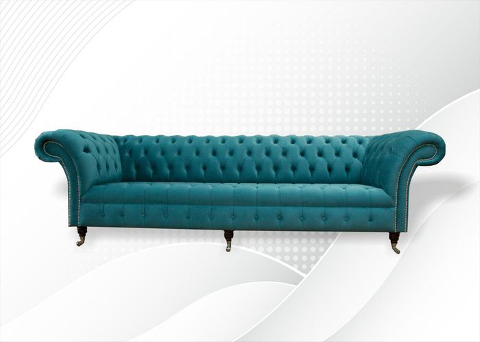 Chesterfield 4 Sitz Sofa Turkis Wohnzimmer Design Couchen Polster Sofas Textil