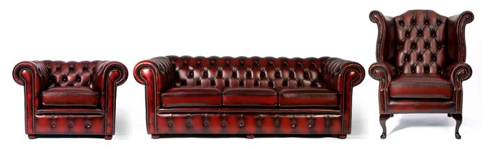Sofagarnitur Chesterfield 3 Sitzer Couch Sofa Ohrensessel Sessel Leder Sofas Neu