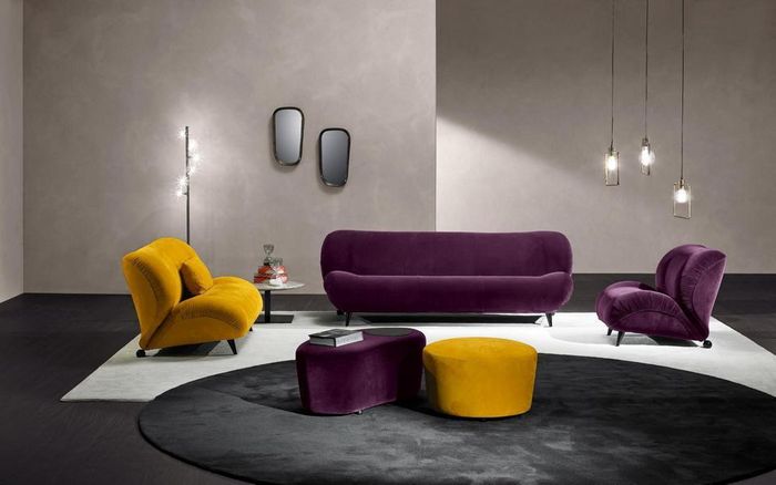 Modernes Sofa 3+2 Sitzer + Sessel + 2x Hocker Stoff Design Couch Set Möbel Stil