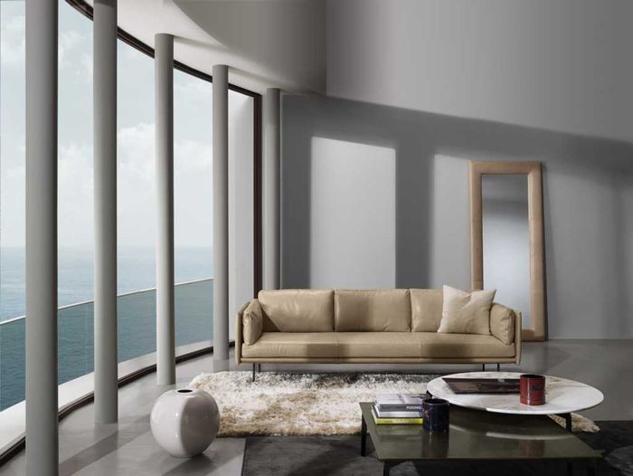Luxus Dreisitzer Prianera Couch Relax Polster Möbel Beige Couchen Sofas Leder