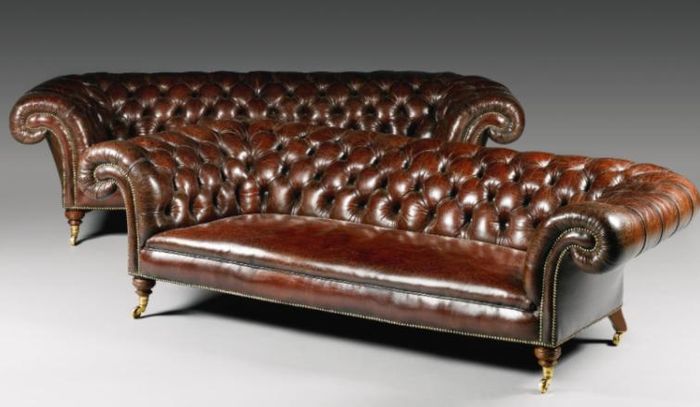 Design Chesterfield Sofagarnitur 4-Sitzer Leder Couch Polster Sofas Sofa Leder