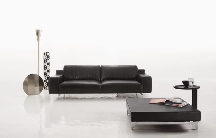 Dreisitz Luxus Sofa 3 Sitzer Sofas Sitz Design Couch Möbel Stil Leder Schwarz